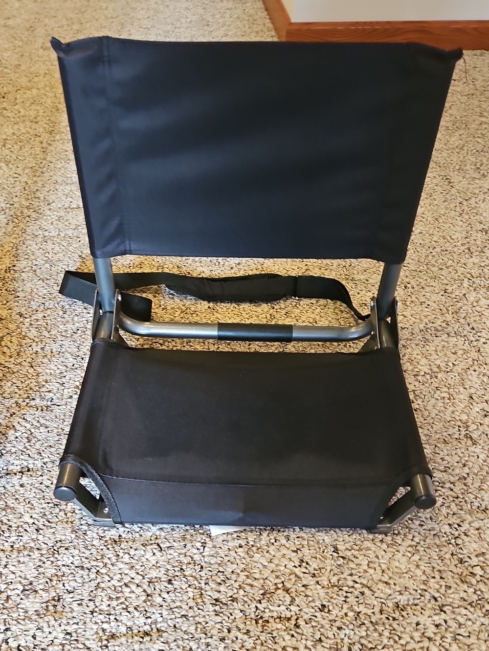 Portable Black Foldable Stadium Seat with Padded Back 17"